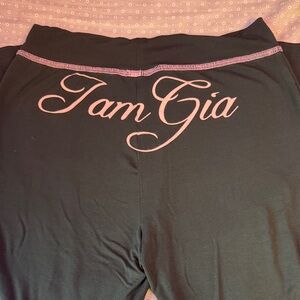 IamGia Black Leggings with Pink Logo size S